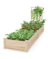 Skonyon Raised Garden Bed with Planter Box and Trellis-Natural