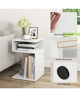 Inolait S-Shaped Side Table with Unique S-shaped Frame and 2 Open Compartments