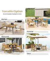 Sugift 4-Person Acacia Wood Outdoor Dining Table