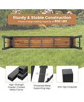 Sugift Outdoor Dining Table and Bench Set with Acacia Wood Top