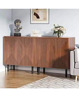 Tribesigns Sideboard Storage Cabinet, Wooden Buffet Floor Cabinet with Doors, Accent for Living Room