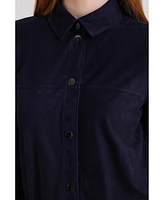 Furniq Uk Women's Suede Shirt, Navy