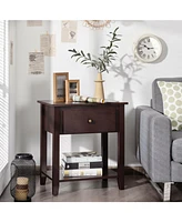 Sugift Nightstand with Drawer and Storage Shelf for Bedroom