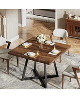 Tribesigns Square Dining Table for 4, 31.5" Industrial Dinner Table with Metal Base, Wood Kitchen Table for Dining Room, Small Space, Apartment