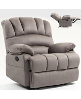 Mondawe Grey Large Manual Recliner Chair Fabric for Living Room