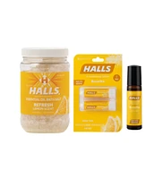 Sparoom Halls Lemon Wellness Bundle - Lemon Bath Salts, Inhalers, and Roll-On