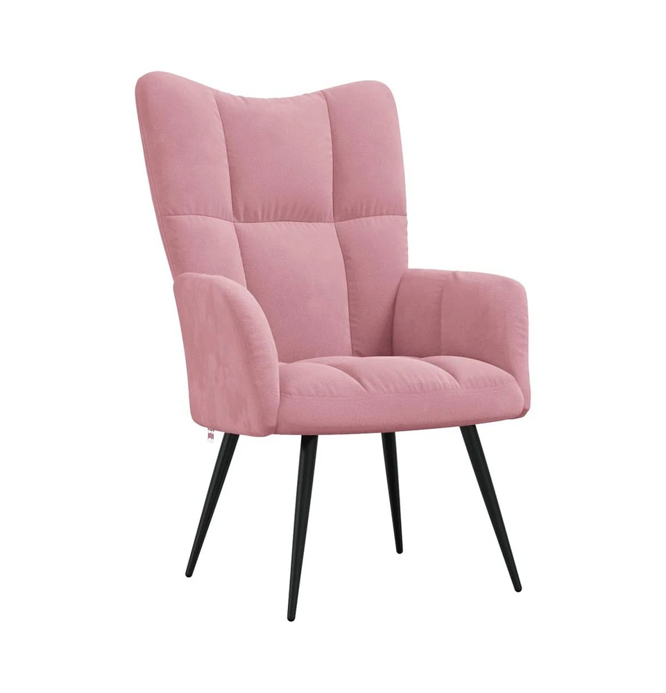 vidaXL Relaxing Chair Pink Velvet