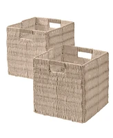 Ornavo Home Collapsible Paper Wicker Inch Square Storage Cube Bin Basket