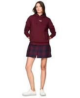 Tommy Jeans Womens Drawstring Hoodie Checkered Shirt Dress