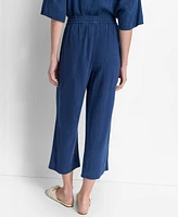 Dkny Women's Indigo Linen-Blend Cropped Pull-On Pants