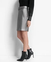 Dkny Women's Metallic Faux-Leather Pencil Skirt