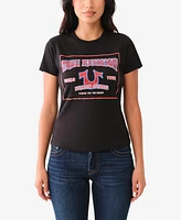 True Religion Women's Crystal Retro Horseshoe Crew Tee