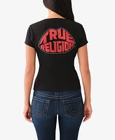 True Religion Women's Crystal Lips V Neck Tee