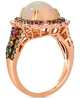 Le Vian Multi-Gemstone (3-1/3 ct. t.w.) & Diamond (5/8 ct. t.w.) Halo Statement Ring in 14k Rose Gold