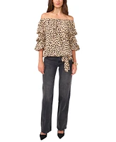 Vince Camuto Women's Printed Off-The-Shoulder Bubble-Sleeve Top