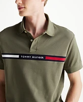 Tommy Hilfiger Men's Short Sleeve Embroidered Chest Stripe Polo Shirt