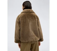 Kenneth Cole Women's Cuffed-Sleeve Faux-Fur Zip-Front Jacket
