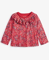 First Impressions Baby Girls Ruffled Berry Bloom Printed Long-Sleeve T-Shirt, Created for Macy's