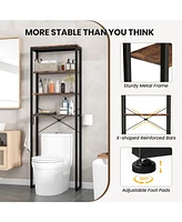 Sugift 4-Tier Freestanding Over the Toilet Storage Rack-Rustic Brown