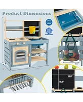Skonyon 2-In-1 Outdoor Mud Kitchen with Faucet and Extra Chalkboard