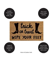 Evergreen 16 x 28 Inches Trick or Treat Wipe Your Feet Welcome Door Mat | Non-Slip Rubber Backing | Dirt catching Natural Coir | Indoor and Outdoor Ho
