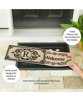 Evergreen Cambridge Monogram Burlap Sassafras Indoor Outdoor Switch Doormat Letter R 1'10"x10" Brown