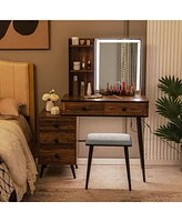 Sugift Vanity Makeup Table Set with Lighted Mirror