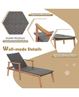 Inolait Sugift Patio Rattan Lounge Chair with 4-Position Adjustable Backrest