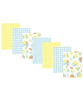 Hudson Baby Infant Girl Flannel Burp Cloth 7pk, Citrus Mint, One Size