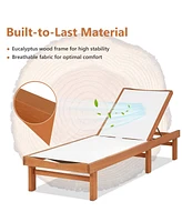 Inolait Sugift Outdoor Wood Chaise Lounge Chair with 5-Postion Adjustable Back