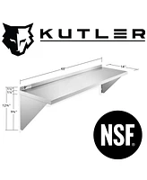 Kutler 14" x 48" Stainless Steel Shelf, Nsf Commercial Wall Mount Shelving w/ Backsplash, Floating Metal Mounted Shelves for Restaurant, Kitchen, Home