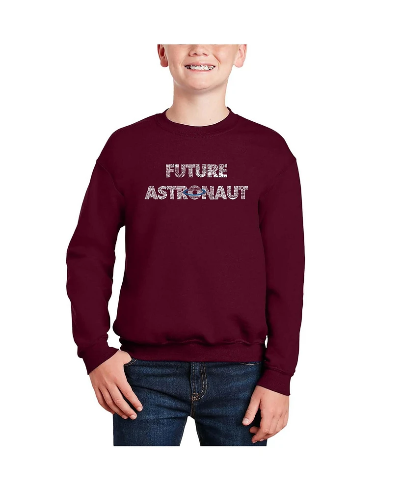 La Pop Art Boys Future Astronaut Word Crewneck Sweatshirt