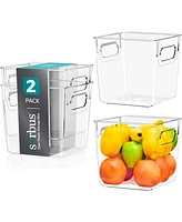 Sorbus 2 Pack Small Clear Acrylic Storage Bins - for Kitchen, Cabinet Organizer, Pantry & Refrigerator