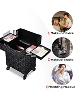 Byootique Rolling Makeup Train Case Cosmetic Trolley Organizer Mermaid
