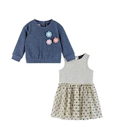 Andy & Evan Baby Girls Navy Terry Sweatshirt Dress Set