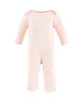 Hudson Baby Baby Girls Hudson Thermal Coveralls 2pk, Soft Pink Sage Rose, 6-9 Months