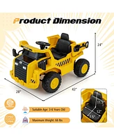 Costway Kids Ride on Dump Truck with 2.4G Remote Control Working Megaphone Sand Shovel