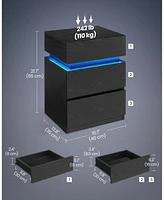 Slickblue Bedside Table with Led Lights for Modern Illumination and Stylish Convenience