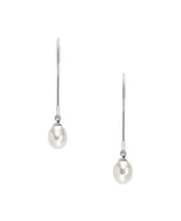 Skagen Women's Agnethe Pearl White Freshwater Pear Pull-Through Earrings