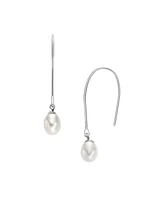 Skagen Women's Agnethe Pearl White Freshwater Pear Pull-Through Earrings