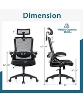 Sugift Adjustable Swivel Task Chair Ergonomic Office Chair with Adjustable Lumbar Support