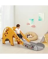 Inolait Sugift 3-in-1 Kids Climber Slide Play Set with Basketball Hoop