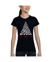 La Pop Art Girls Paw Christmas Tree Word T-Shirt