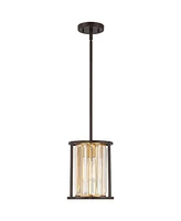 Possini Euro Design Milne Bronze Brown Gold Mini Pendant Lighting 8" Wide Modern Clear Crystal Rods Fixture for Dining Room House Bedroom Kitchen Isla