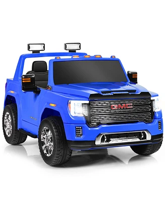 Gymax 12V Licensed Gmc Kids Ride On Car 2-Seater Truck w/ Remote Control Blue