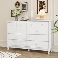 Famapy White 10-Drawer 55.1 in. W Wood Paint Finish Dresser Chest of Drawers Cabinet