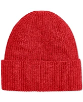 Dkny Women's Supersoft Ribbed Logo Patch Beanie