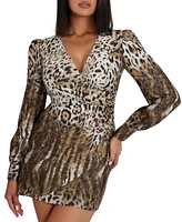 Guess Women's Marion Animal-Print Wrap Mini Dress