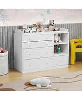 Famapy 5-Drawers White Wood Kids Changing Table Dresser Chest of Drawers