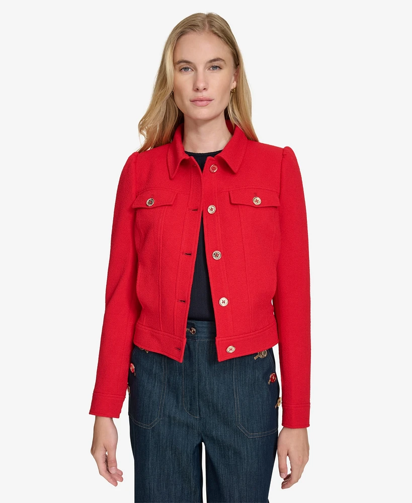 Tommy Hilfiger Women's Textured Button-Front Jacket